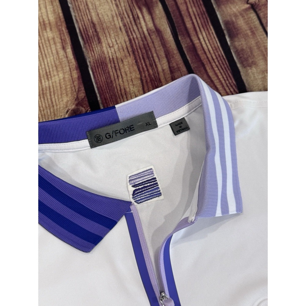 G/FORE Women's XL White Purple Sleeveless 1/4 Zip Logo Golf Polo - Picture 5 of 5
